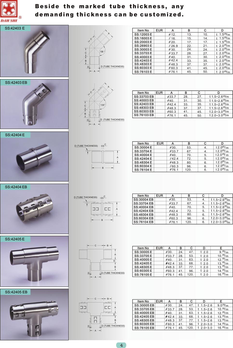 stainless steel accessories of handrails, balustrades, metal building materials